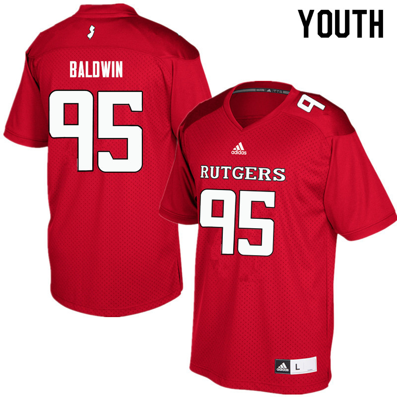 Youth #95 Devin Baldwin Rutgers Scarlet Knights College Football Jerseys Sale-Red